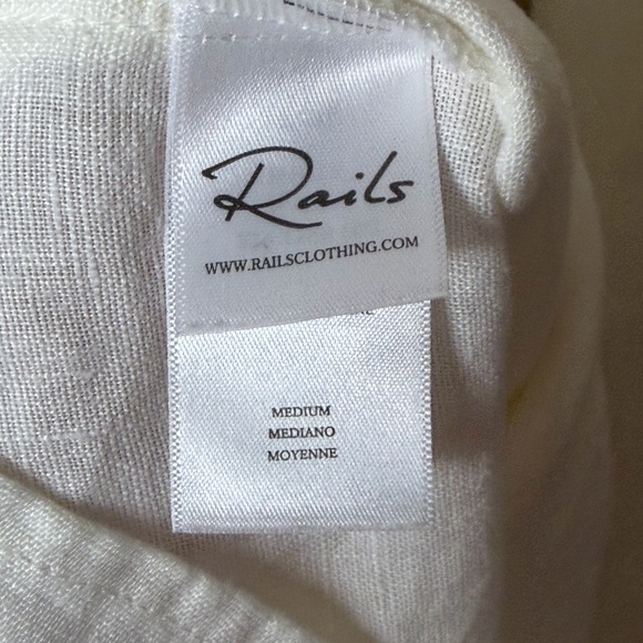 Rails Nadia Linen Button Down Tie Front Dress in White Small - Picture 6 of 9